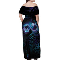 Polynesian Personalized Memorial Off Shoulder Maxi Dress Oceanic Infinity Symbol - Until We Meet Again LT7 - Polynesian Pride