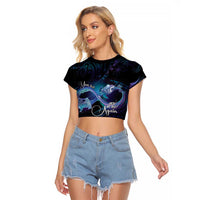 Polynesian Personalized Memorial Raglan Cropped T Shirt Oceanic Infinity Symbol - Until We Meet Again LT7 Female Black - Polynesian Pride