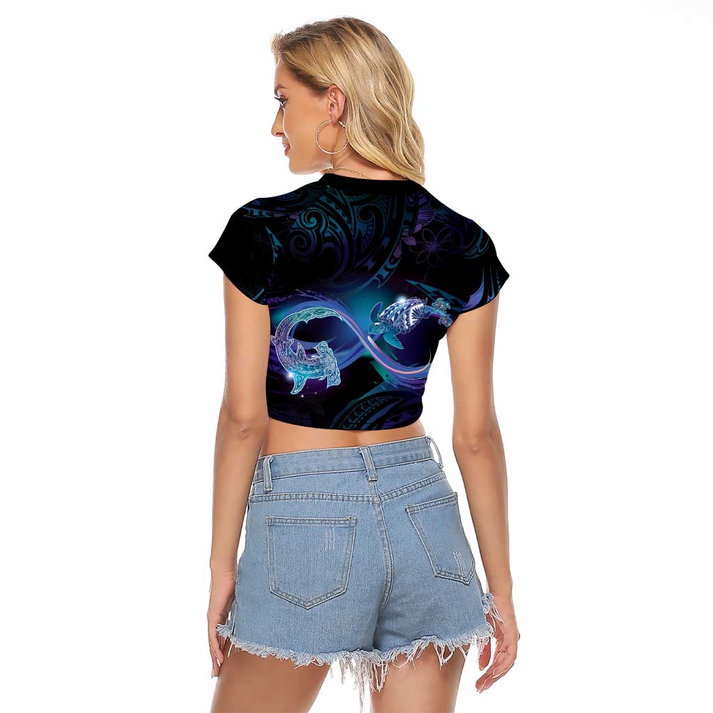Polynesian Personalized Memorial Raglan Cropped T Shirt Oceanic Infinity Symbol - Until We Meet Again LT7 - Polynesian Pride