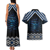 New Zealand Matariki Couples Matching Tank Maxi Dress and Hawaiian Shirt Galaxy Styled Taniko LT7 - Polynesian Pride