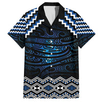 New Zealand Matariki Family Matching Off The Shoulder Long Sleeve Dress and Hawaiian Shirt Galaxy Styled Taniko LT7 Dad's Shirt - Short Sleeve Blue - Polynesian Pride