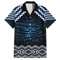 New Zealand Matariki Family Matching Puletasi and Hawaiian Shirt Galaxy Styled Taniko LT7 Dad's Shirt - Short Sleeve Blue - Polynesian Pride