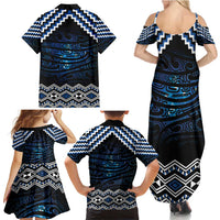 New Zealand Matariki Family Matching Summer Maxi Dress and Hawaiian Shirt Galaxy Styled Taniko LT7 - Polynesian Pride