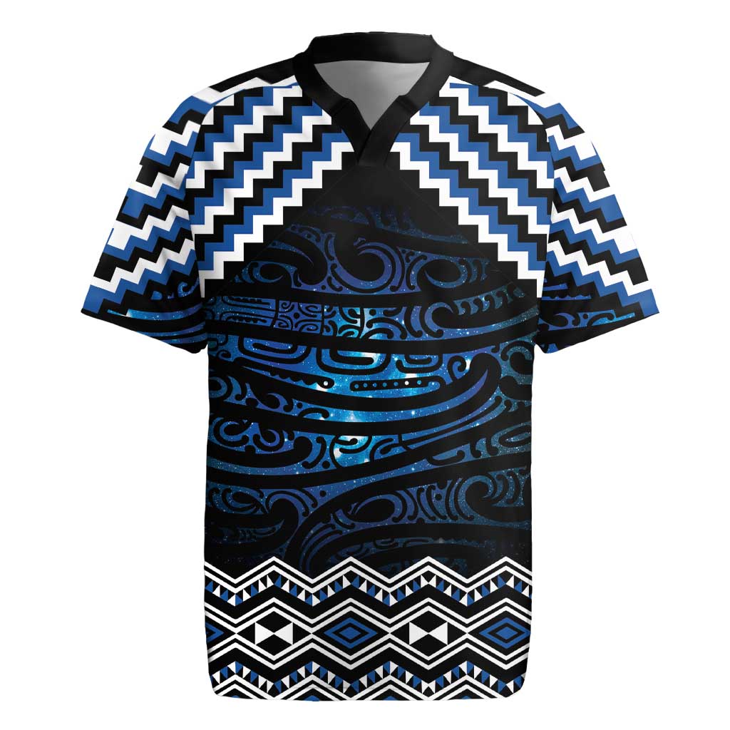 New Zealand Matariki Rugby Jersey Galaxy Styled Taniko LT7 Blue - Polynesian Pride