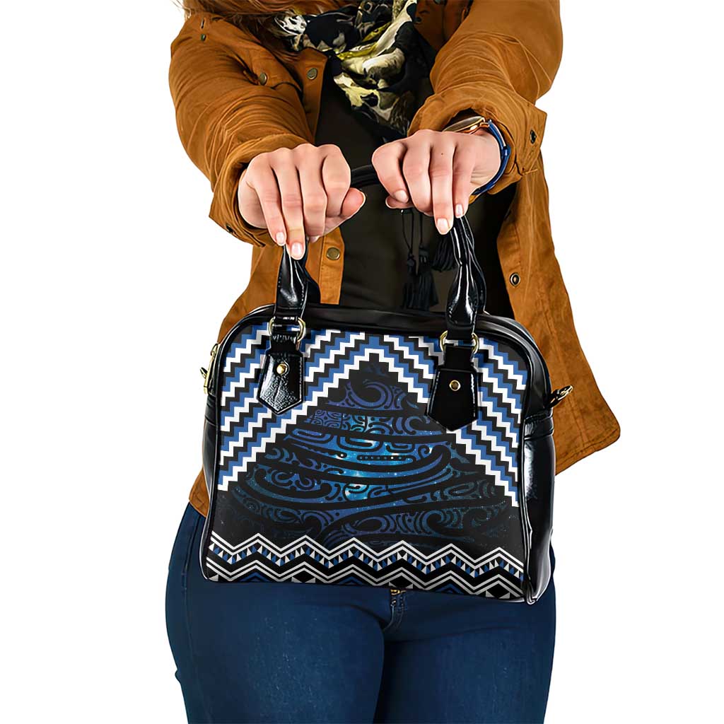 New Zealand Matariki Shoulder Handbag Galaxy Styled Taniko LT7 One Size Blue - Polynesian Pride
