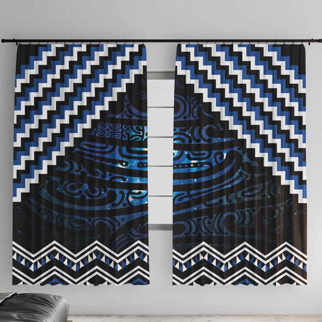 New Zealand Matariki Window Curtain Galaxy Styled Taniko LT7 With Hooks Blue - Polynesian Pride