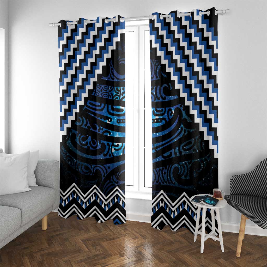 New Zealand Matariki Window Curtain Galaxy Styled Taniko LT7 With Grommets Blue - Polynesian Pride
