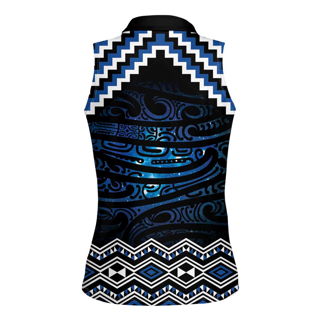 New Zealand Matariki Women Sleeveless Polo Shirt Galaxy Styled Taniko LT7 - Polynesian Pride