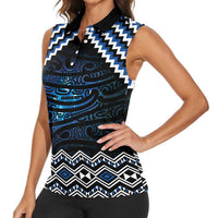 New Zealand Matariki Women Sleeveless Polo Shirt Galaxy Styled Taniko LT7 - Polynesian Pride