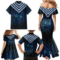 New Zealand Matariki Family Matching Mermaid Dress and Hawaiian Shirt Galaxy Poutama Motifs LT7 - Polynesian Pride