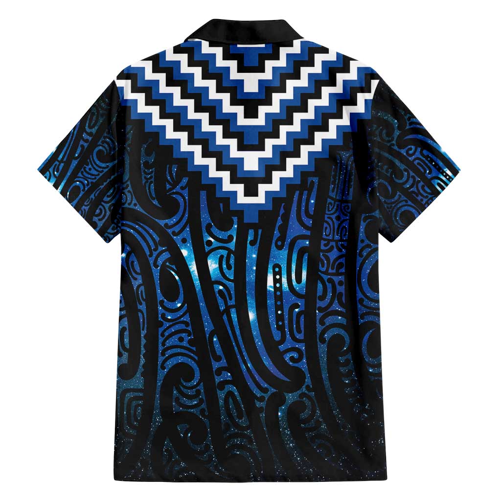 New Zealand Matariki Family Matching Off Shoulder Maxi Dress and Hawaiian Shirt Galaxy Poutama Motifs LT7 - Polynesian Pride