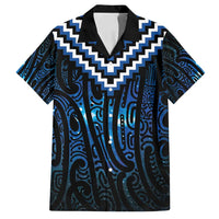 New Zealand Matariki Family Matching Puletasi and Hawaiian Shirt Galaxy Poutama Motifs LT7 Dad's Shirt - Short Sleeve Blue - Polynesian Pride