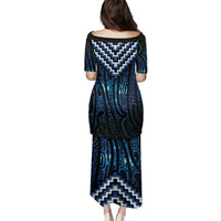 New Zealand Matariki Family Matching Puletasi and Hawaiian Shirt Galaxy Poutama Motifs LT7 - Polynesian Pride
