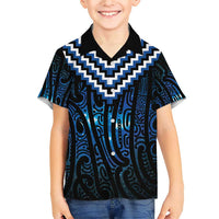 New Zealand Matariki Family Matching Short Sleeve Bodycon Dress and Hawaiian Shirt Galaxy Poutama Motifs LT7 Son's Shirt Blue - Polynesian Pride