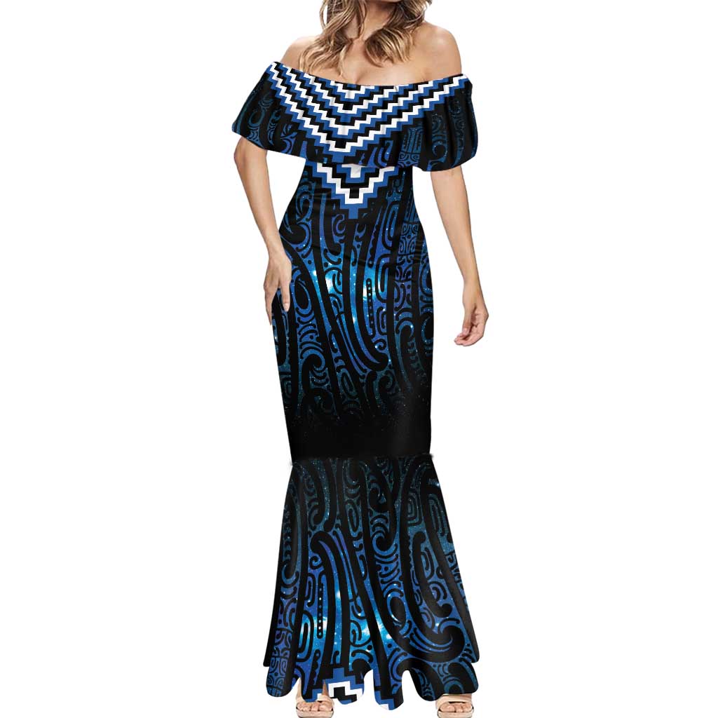 New Zealand Matariki Mermaid Dress Galaxy Poutama Motifs LT7 - Polynesian Pride