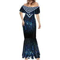 New Zealand Matariki Mermaid Dress Galaxy Poutama Motifs LT7 - Polynesian Pride