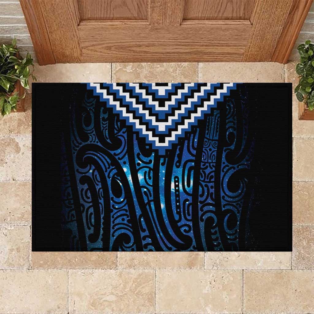 New Zealand Matariki Rubber Doormat Galaxy Poutama Motifs LT7 Blue - Polynesian Pride