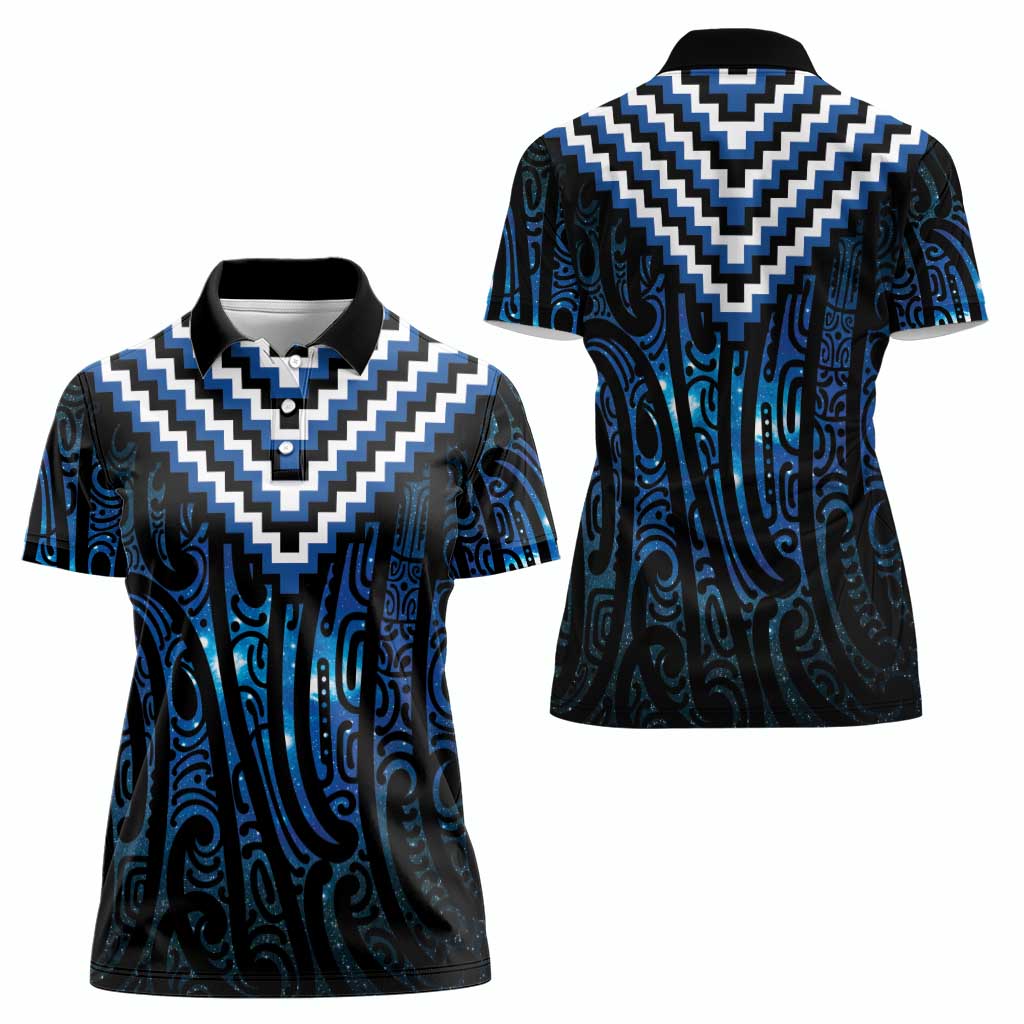 New Zealand Matariki Women Polo Shirt Galaxy Poutama Motifs LT7 - Polynesian Pride