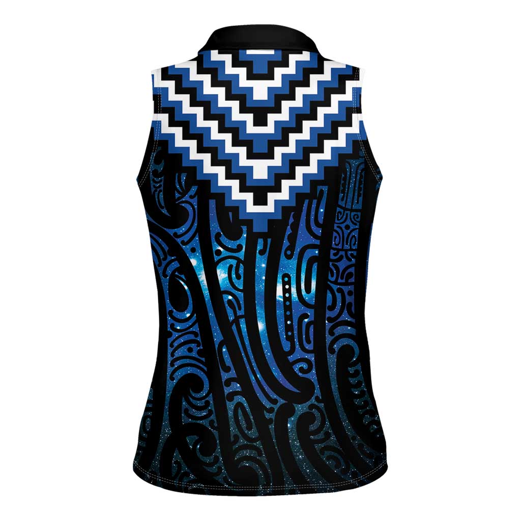 New Zealand Matariki Women Sleeveless Polo Shirt Galaxy Poutama Motifs LT7 - Polynesian Pride