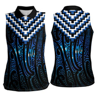 New Zealand Matariki Women Sleeveless Polo Shirt Galaxy Poutama Motifs LT7 - Polynesian Pride