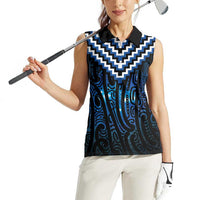 New Zealand Matariki Women Sleeveless Polo Shirt Galaxy Poutama Motifs LT7 - Polynesian Pride