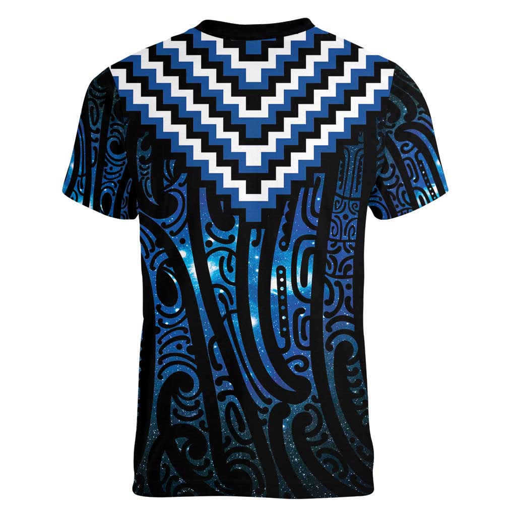 New Zealand Matariki Women V-Neck T-Shirt Galaxy Poutama Motifs LT7 - Polynesian Pride