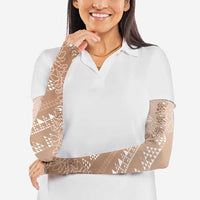Hawaii Beige Kapa Arm Sleeves Vintage 'Ohe Kāpala Motifs Mix Plumeria Leis LT7 - Polynesian Pride