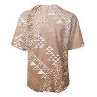 Hawaii Beige Kapa Baseball Jersey Vintage 'Ohe Kāpala Motifs Mix Plumeria Leis