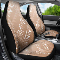 Hawaii Beige Kapa Car Seat Cover Vintage 'Ohe Kāpala Motifs Mix Plumeria Leis LT7 - Polynesian Pride