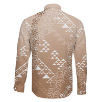 Hawaii Beige Kapa Family Matching Off Shoulder Short Dress and Hawaiian Shirt Vintage 'Ohe Kāpala Motifs Mix Plumeria Leis LT7 - Polynesian Pride