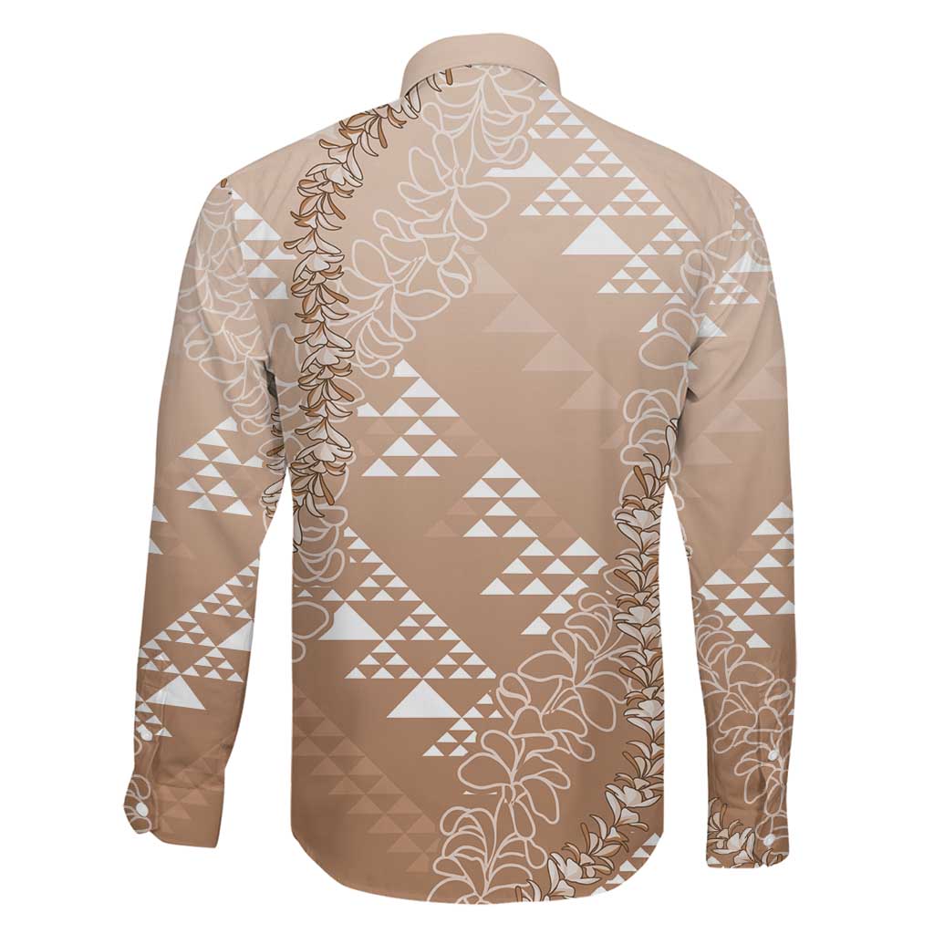 Hawaii Beige Kapa Family Matching Puletasi and Hawaiian Shirt Vintage 'Ohe Kāpala Motifs Mix Plumeria Leis LT7 - Polynesian Pride