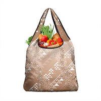 Hawaii Beige Kapa Grocery Bag Vintage 'Ohe Kāpala Motifs Mix Plumeria Leis LT7 1-pack One Size Beige - Polynesian Pride