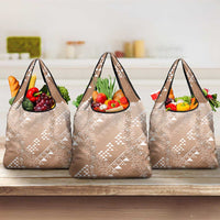 Hawaii Beige Kapa Grocery Bag Vintage 'Ohe Kāpala Motifs Mix Plumeria Leis LT7 3-pack One Size Beige - Polynesian Pride
