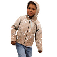 Hawaii Beige Kapa Kid Hoodie Vintage 'Ohe Kāpala Motifs Mix Plumeria Leis LT7 - Polynesian Pride