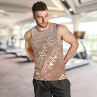 Hawaii Beige Kapa Men Tank Top Vintage 'Ohe Kāpala Motifs Mix Plumeria Leis LT7 Beige - Polynesian Pride