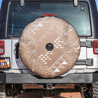 Hawaii Beige Kapa Spare Tire Cover Vintage 'Ohe Kāpala Motifs Mix Plumeria Leis LT7 Beige - Polynesian Pride