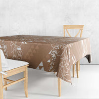 Hawaii Beige Kapa Tablecloth Vintage 'Ohe Kāpala Motifs Mix Plumeria Leis LT7 - Polynesian Pride