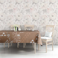 Hawaii Beige Kapa Tablecloth Vintage 'Ohe Kāpala Motifs Mix Plumeria Leis LT7 - Polynesian Pride