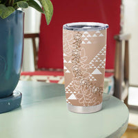 Hawaii Beige Kapa Tumbler Cup Vintage 'Ohe Kāpala Motifs Mix Plumeria Leis LT7 - Polynesian Pride