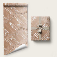 Hawaii Kapa Vintage Motifs Mix Plumeria Leis Wrapping Paper Beige LT7 58" × 23" Beige - Polynesian Pride