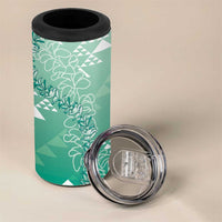 Hawaii Jade Green Kapa 4 in 1 Can Cooler Tumbler Vintage 'Ohe Kāpala Motifs Mix Plumeria Leis LT7 - Polynesian Pride