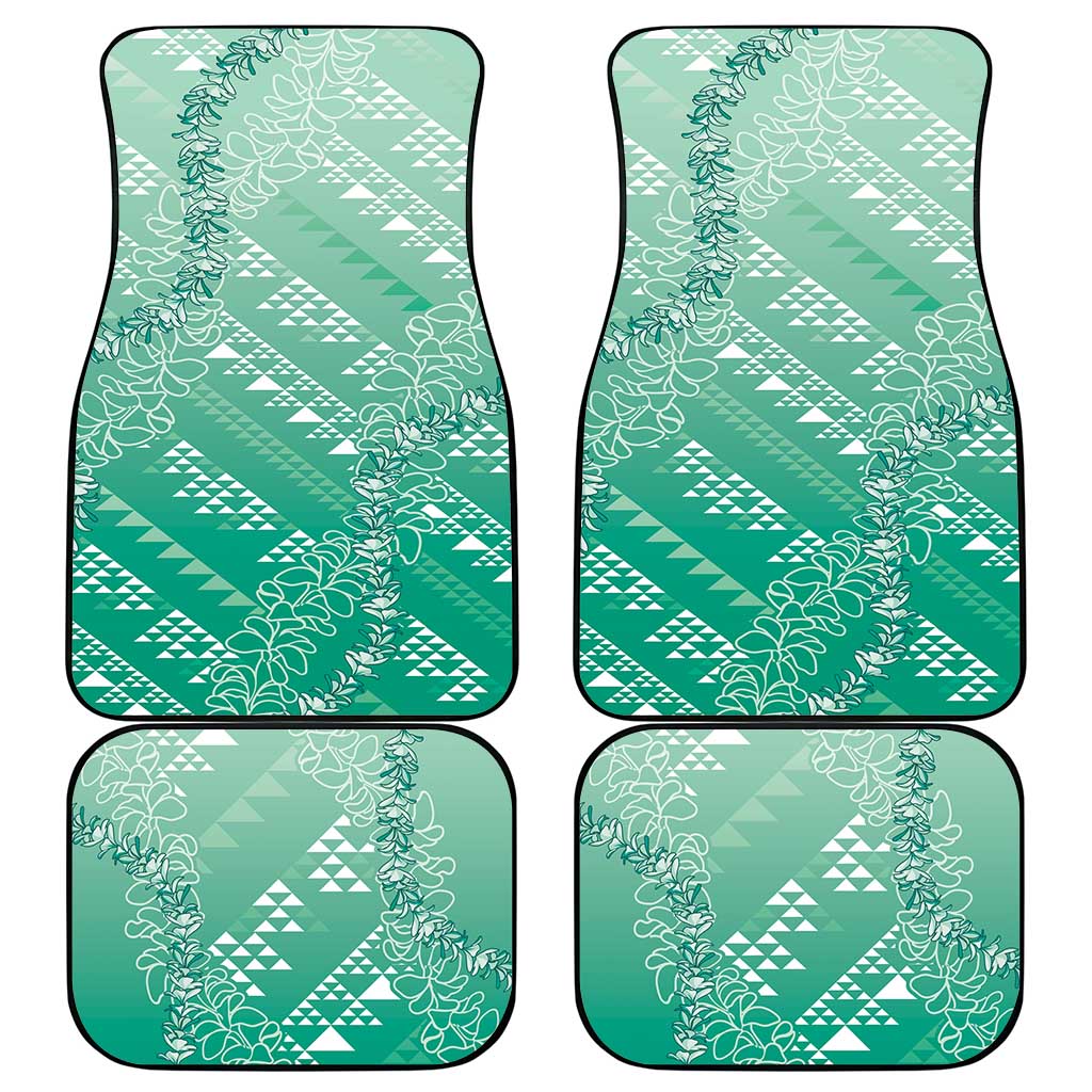 Hawaii Jade Green Kapa Car Mats Vintage 'Ohe Kāpala Motifs Mix Plumeria Leis LT7 - Polynesian Pride