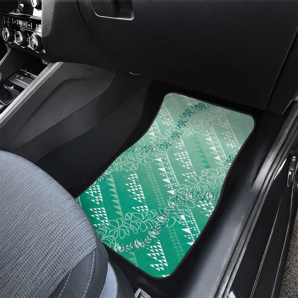 Hawaii Jade Green Kapa Car Mats Vintage 'Ohe Kāpala Motifs Mix Plumeria Leis LT7 - Polynesian Pride