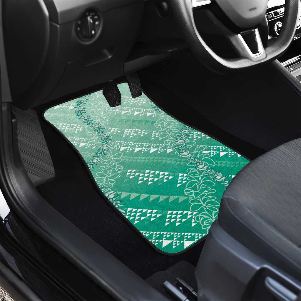 Hawaii Jade Green Kapa Car Mats Vintage 'Ohe Kāpala Motifs Mix Plumeria Leis LT7 - Polynesian Pride