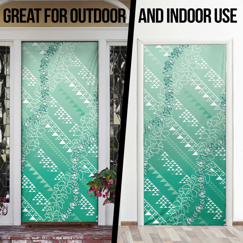 Hawaii Jade Green Kapa Door Cover Vintage 'Ohe Kāpala Motifs Mix Plumeria Leis LT7 - Polynesian Pride