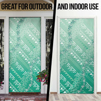 Hawaii Jade Green Kapa Door Cover Vintage 'Ohe Kāpala Motifs Mix Plumeria Leis LT7 - Polynesian Pride
