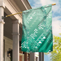 Hawaii Jade Green Kapa Garden Flag Vintage 'Ohe Kāpala Motifs Mix Plumeria Leis LT7 House Flag Jade Green - Polynesian Pride