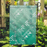 Hawaii Jade Green Kapa Garden Flag Vintage 'Ohe Kāpala Motifs Mix Plumeria Leis LT7 Garden Flag Jade Green - Polynesian Pride