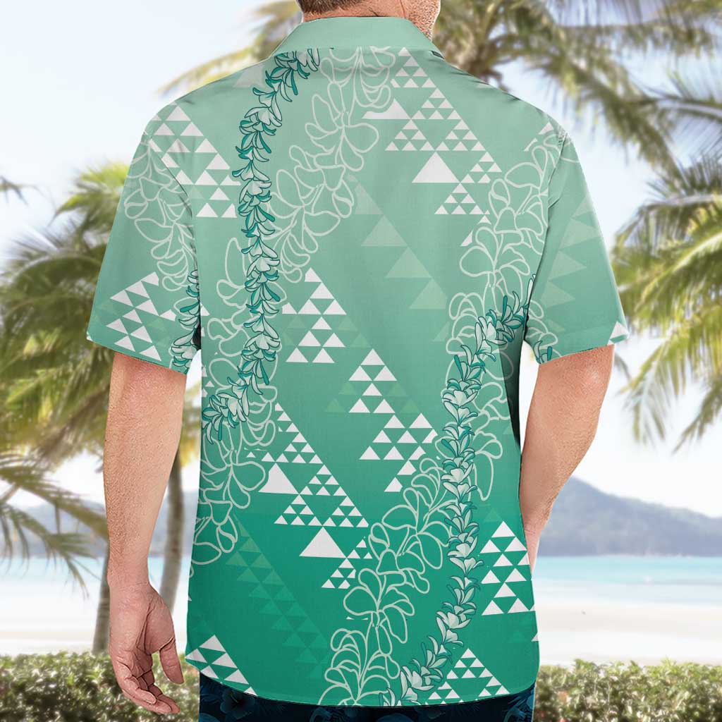 Hawaii Jade Green Kapa Hawaiian Shirt Vintage 'Ohe Kāpala Motifs Mix Plumeria Leis LT7 - Polynesian Pride