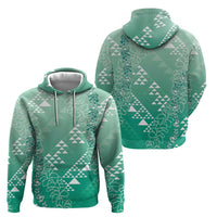 Hawaii Jade Green Kapa Hoodie Vintage 'Ohe Kāpala Motifs Mix Plumeria Leis LT7 - Polynesian Pride